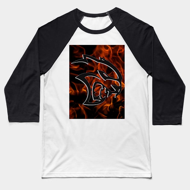 Hellcat Flames Baseball T-Shirt by jackofdreams22